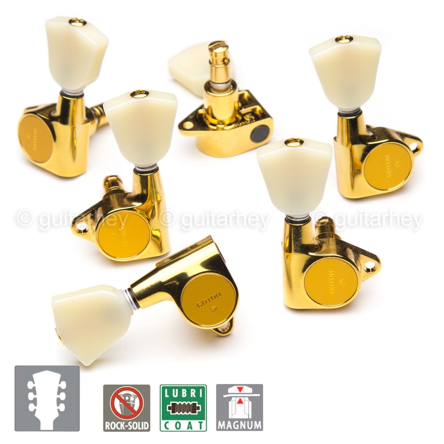 NEW Gotoh SG301-P4N MG Magnum Locking Tuners w/ Keystone Buttons Set 3x3 - GOLD
