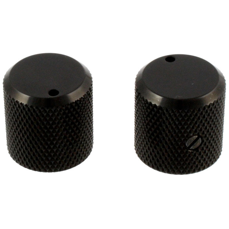 NEW (2) Metal Guitar/Bass Knobs With Indicator & Set Screw Made in Japan - BLACK
