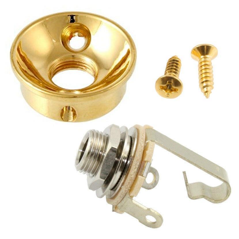 NEW Electrosocket Round Retrofit Tele Jack GOLD + Switchcraft #11 Input 1/4"