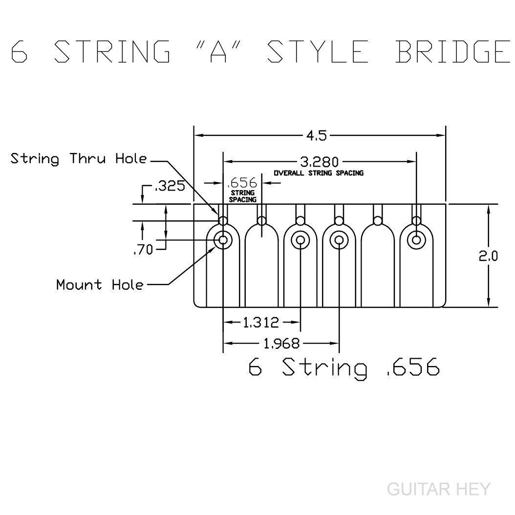 NEW Hipshot 6-String A Style Bridge for Bass ALUMINUM .656 String Space - CHROME