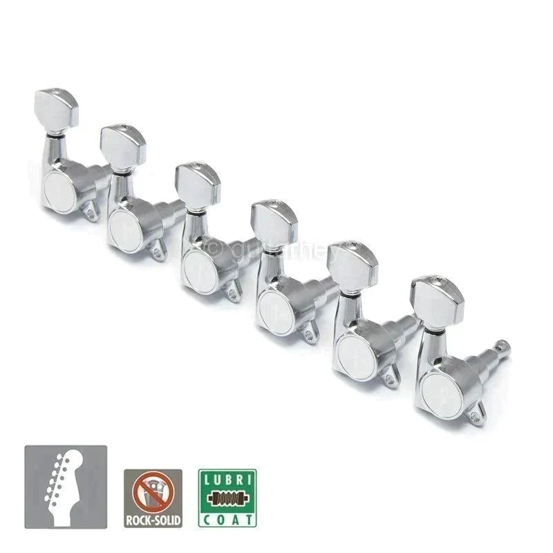 NEW Gotoh SG381-07 L6 Set 6 in line Mini Tuners w/ screws Right Handed - CHROME