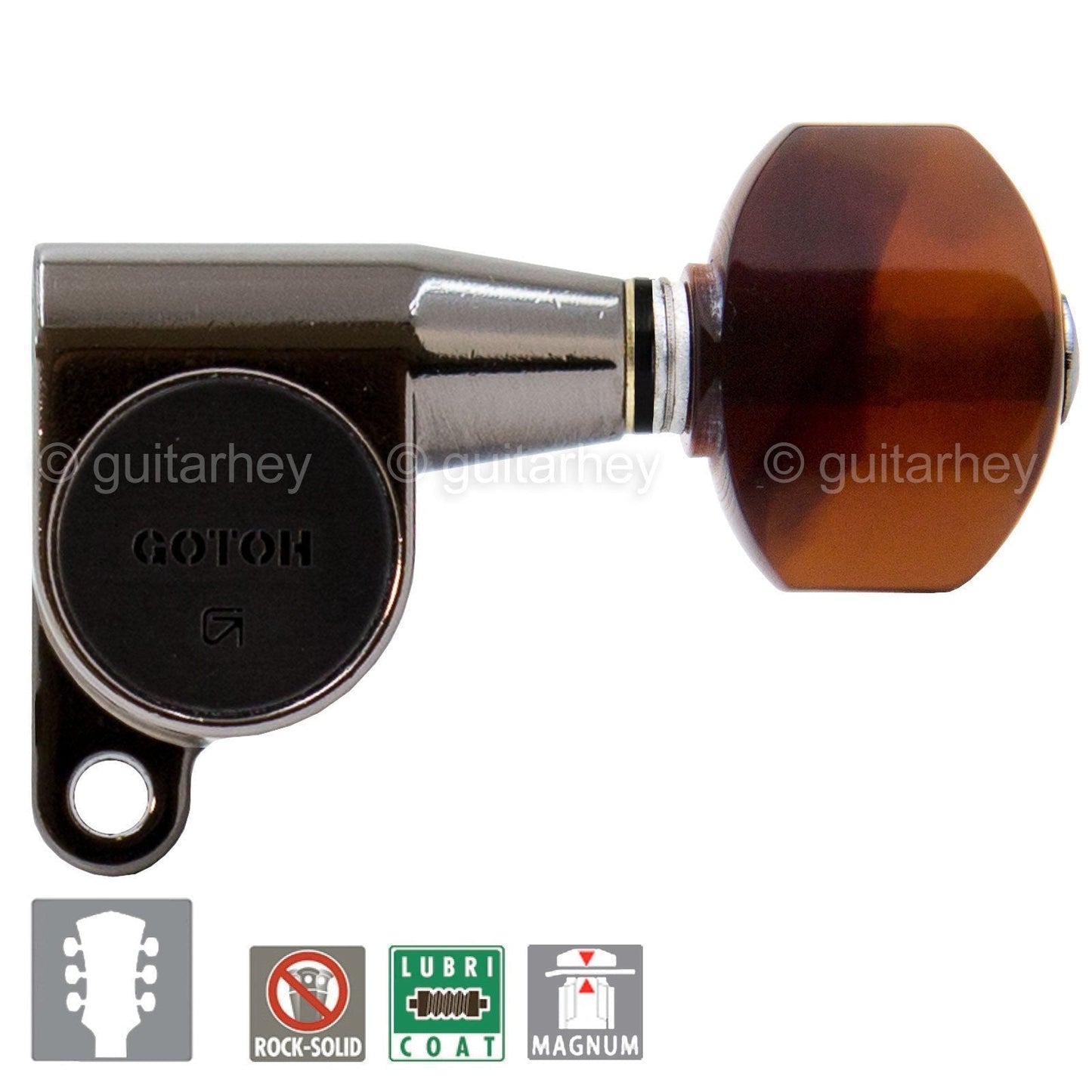 NEW Gotoh SG360 MG Magnum Locking L3+R3 TORTOISE Buttons Set 3x3 - COSMO BLACK