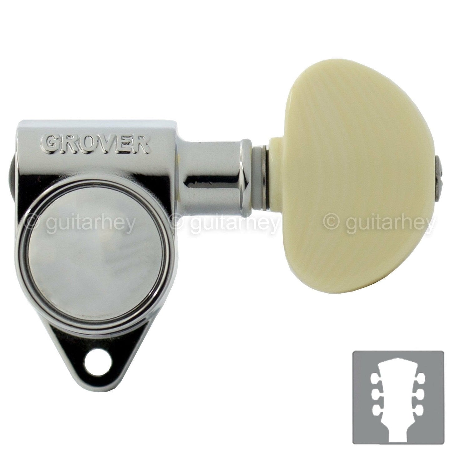 NEW Grover Rotomatic 3x3 Tuners w/ LARGE SIMULATED IVORY Buttons 102CK - CHROME