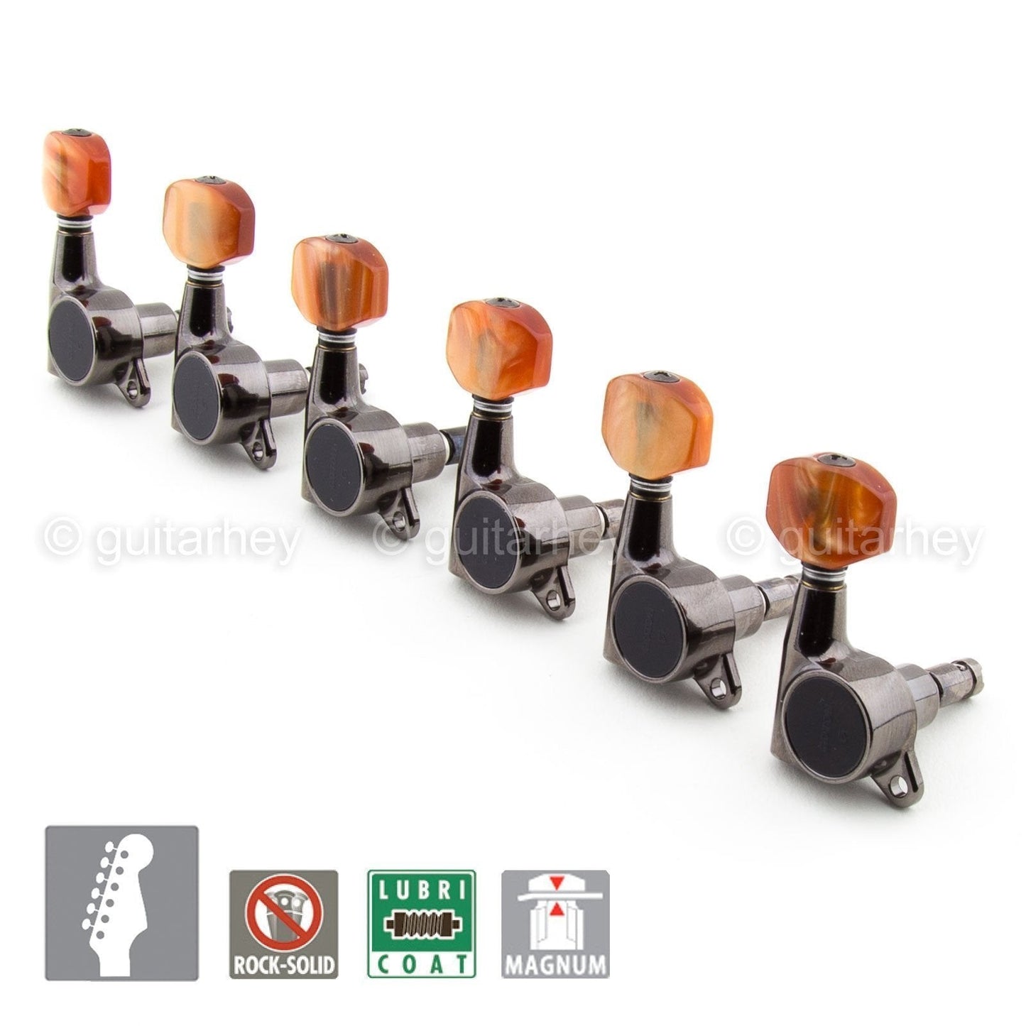 NEW Gotoh SG381-P8 MG MAGNUM LOCK Locking Key Set 6 in line Tuner - COSMO BLACK