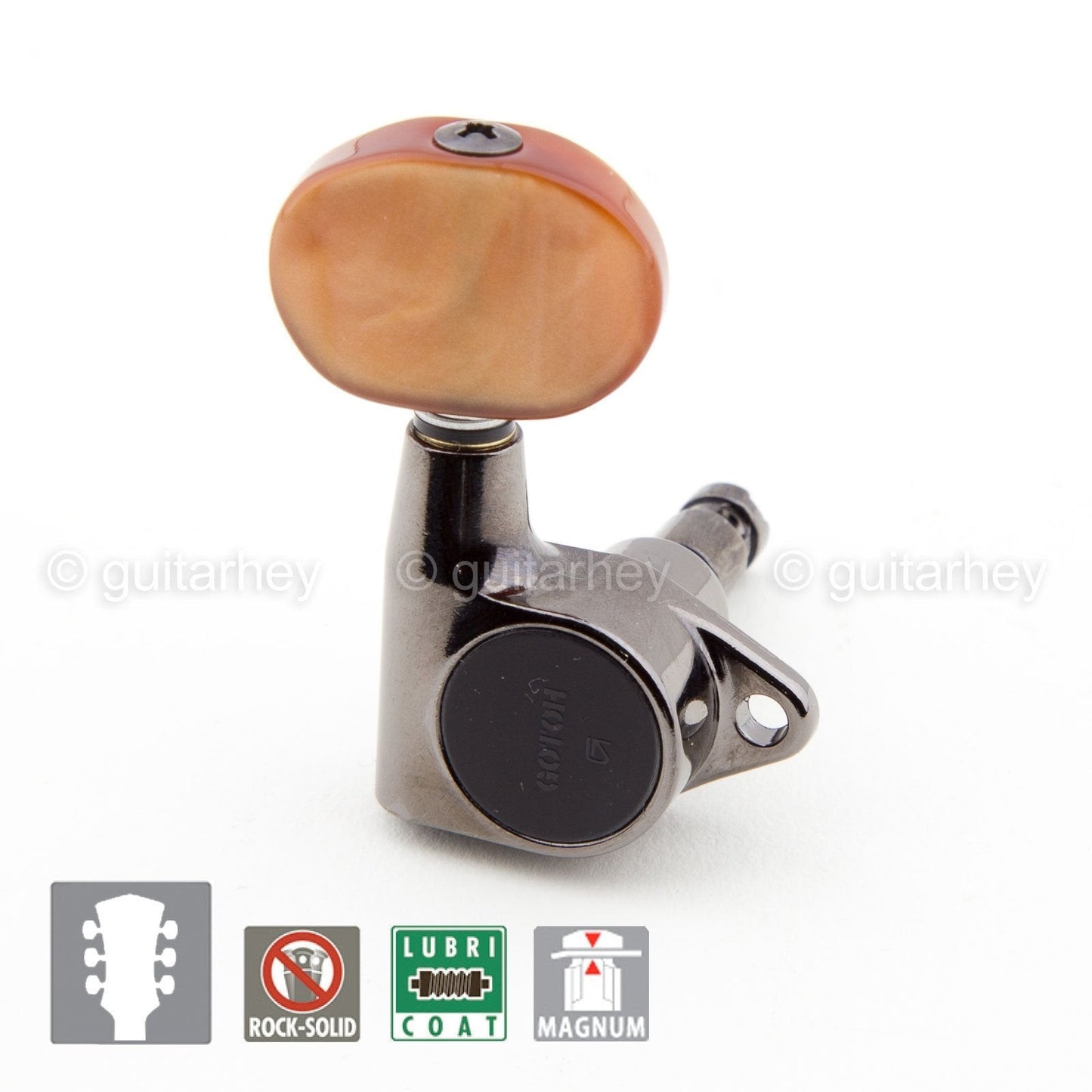 NEW Gotoh SG301-P2 MG L3+R3 Locking Tuners LARGE Amber Buttons 3X3 - COSMO BLACK