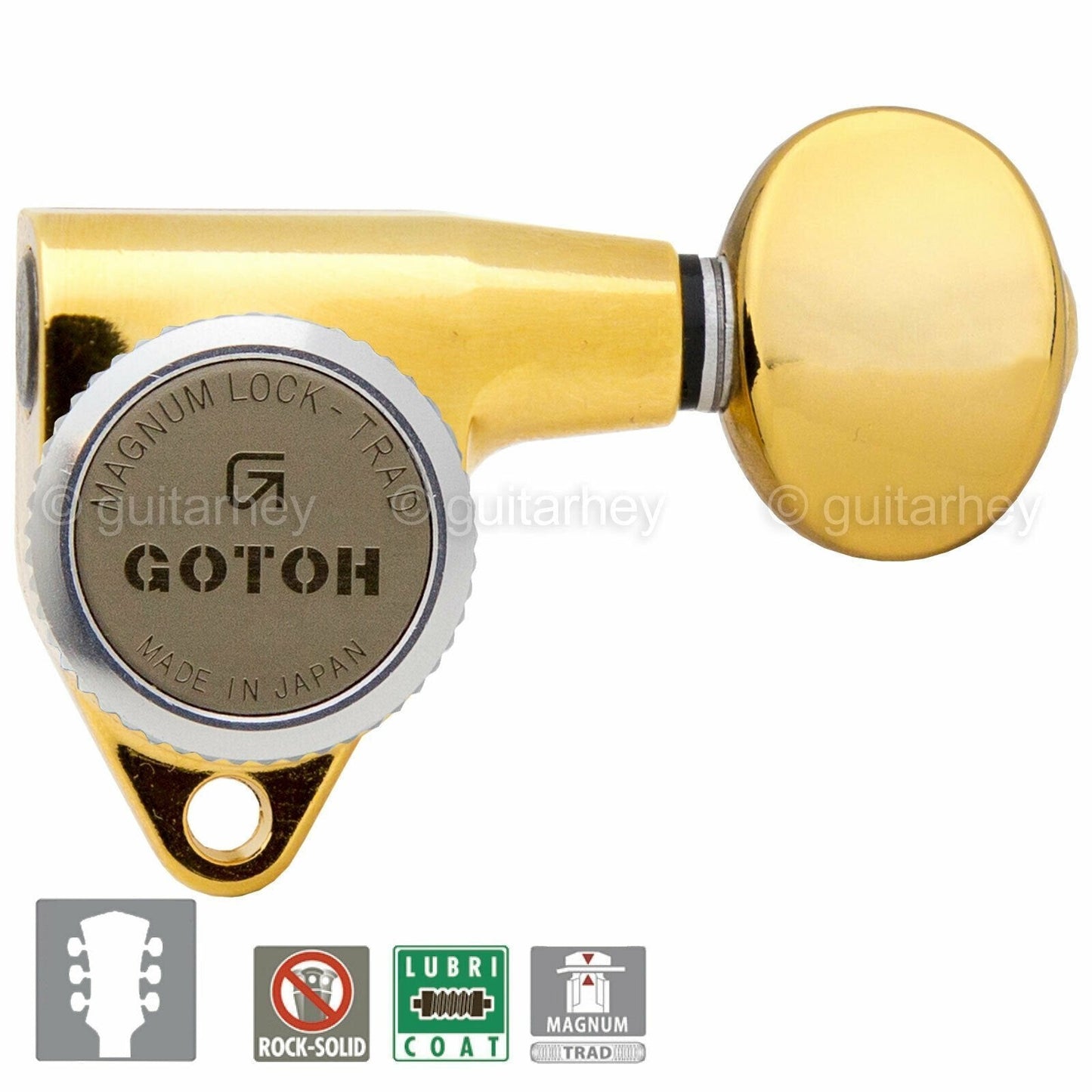 NEW Gotoh SG301-05 MGT L3+R3 LOCKING Tuners w/ Small OVAL Buttons 3x3 - GOLD