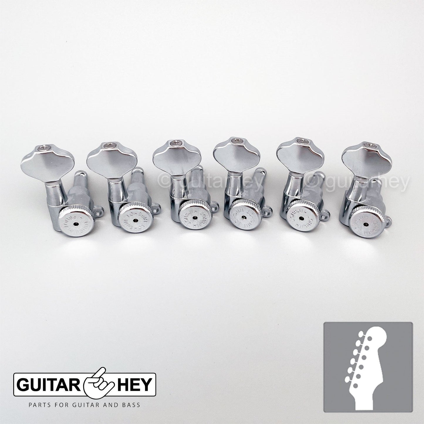 NEW Hipshot VINTAGE 6-in-Line Locking Tuners Non-Stag Victorian Buttons - CHROME