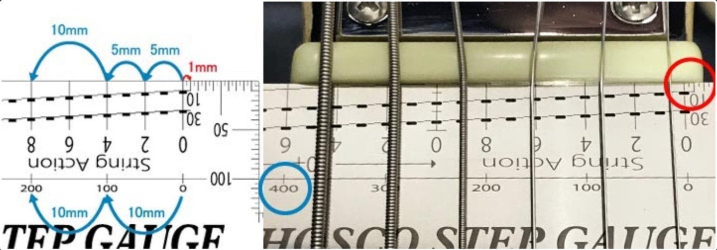 HOSCO Step Gauge for Guitar/Bass, Precise Multi Measurement Tool Stainless Steel