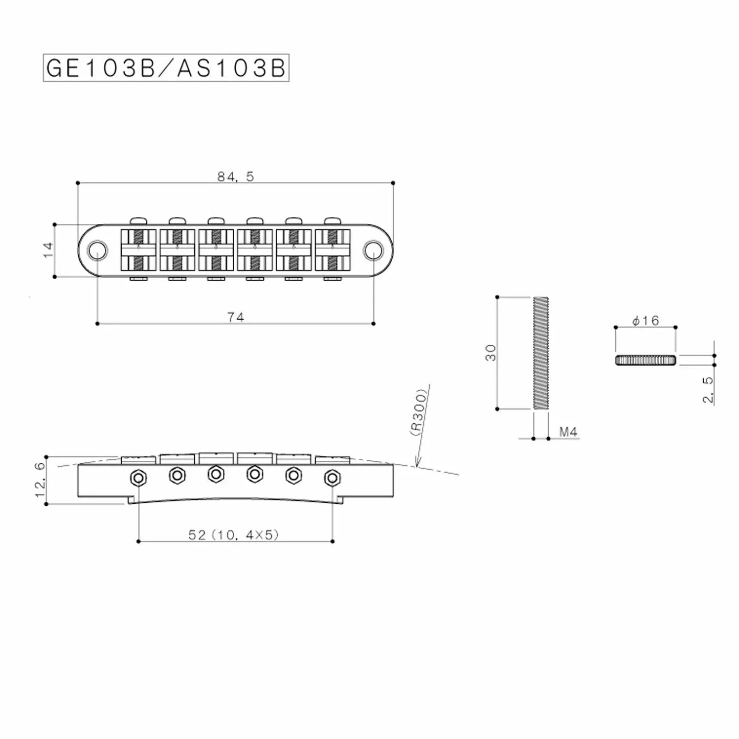NEW Gotoh GE103B Nashville Tune-o-matic Bridge with Standard Posts - NICKEL