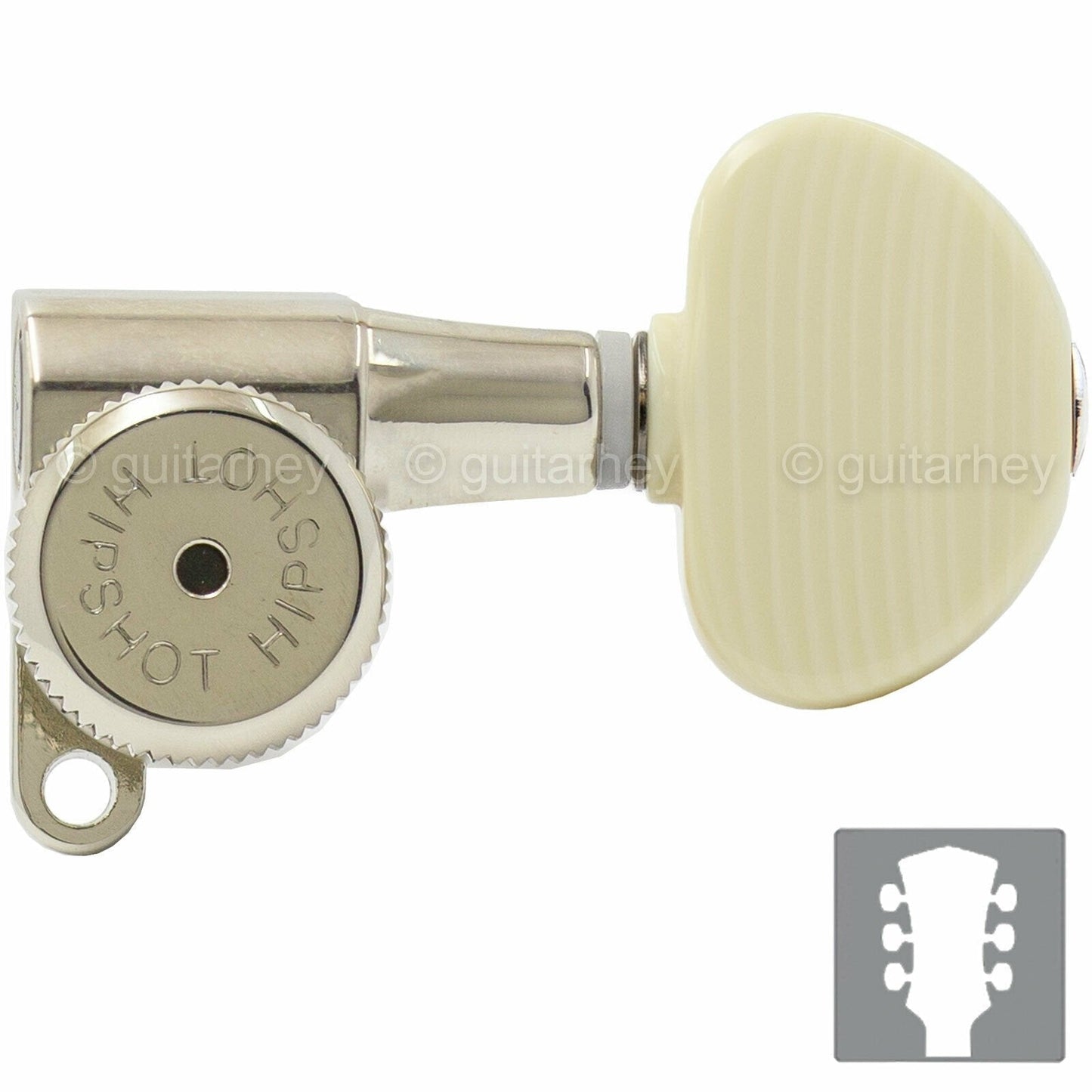 NEW Hipshot L3+R3 LOCKING Mini Tuners SET w/ SIMULATED IVORY Buttons 3x3 NICKEL