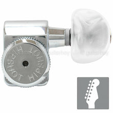 Load image into Gallery viewer, NEW Hipshot STAGGERED Tuners Fender® Directrofit™ LOCKING Pearl Buttons - CHROME
