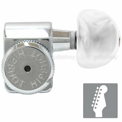 NEW Hipshot STAGGERED Tuners Fender® Directrofit™ LOCKING Pearl Buttons - CHROME
