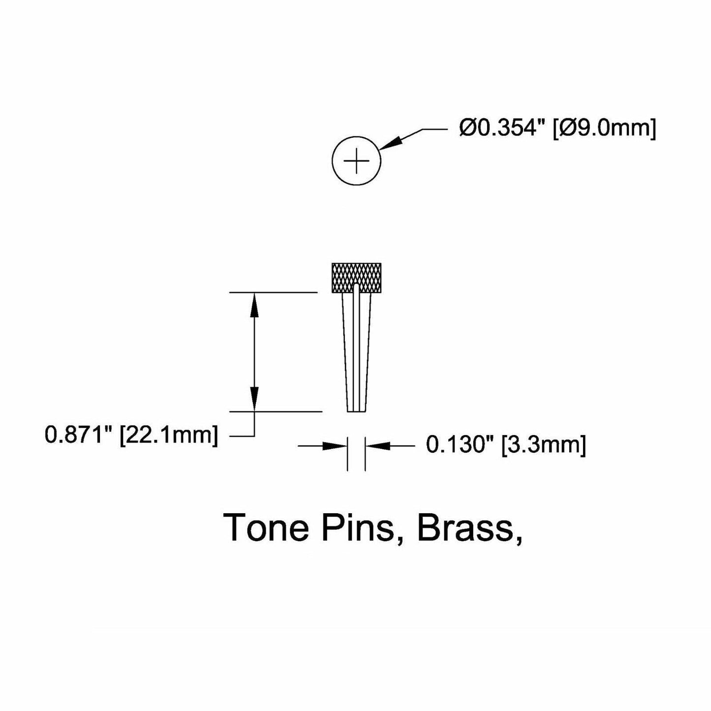 NEW Bridge Pin Set Tone Pin for Acoustic Guitars TP4T - SOLID BRASS W/ PEARL DOT