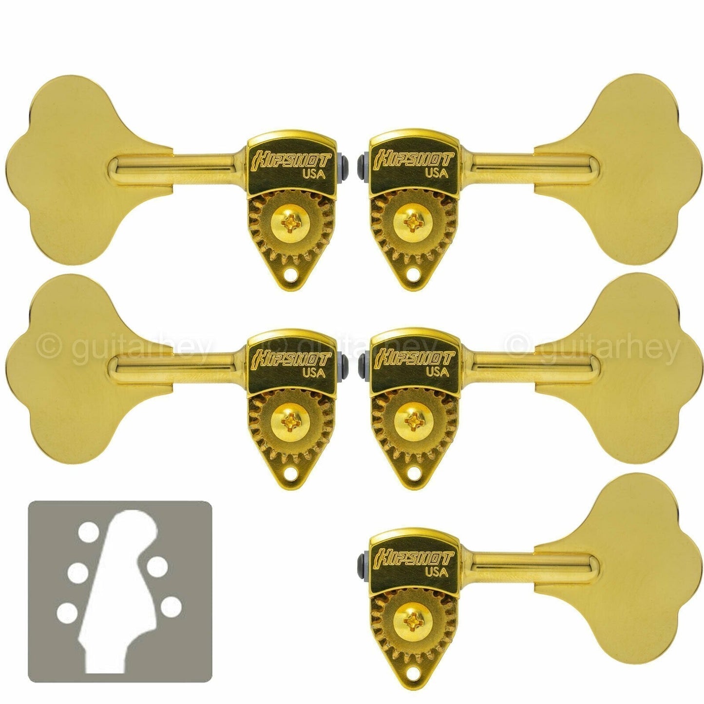 NEW Hipshot USA HB6 1/2" Ultralite® Bass Tuning L3+R2 SET Clover Key 3x2 - GOLD