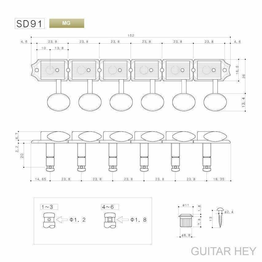 NEW Gotoh SD91-P5R MG Magnum Locking 6-in-line AMBER Buttons Vintage - NICKEL
