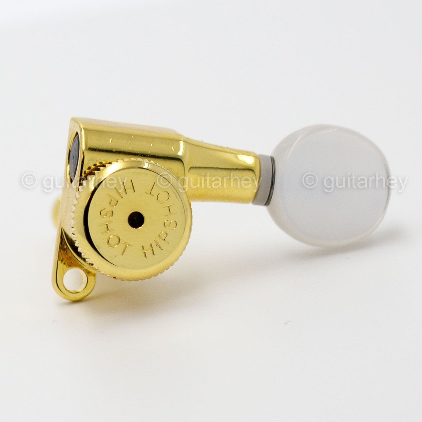 Hipshot 6-In-Line STAGGERED Closed-Gear Locking Mini Tuners OVAL PEARLOID - GOLD