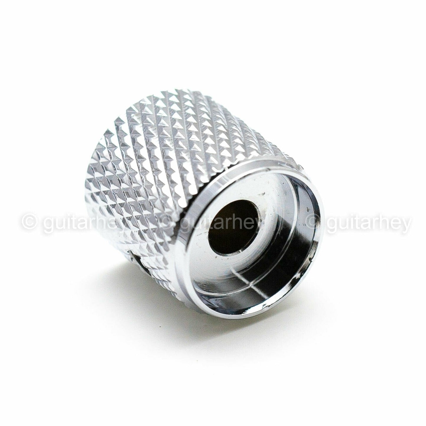 NEW (2) BRASS Flat Barrel Knobs for Bass & Guitar 6.35mm ID 1/4" USA - CHROME