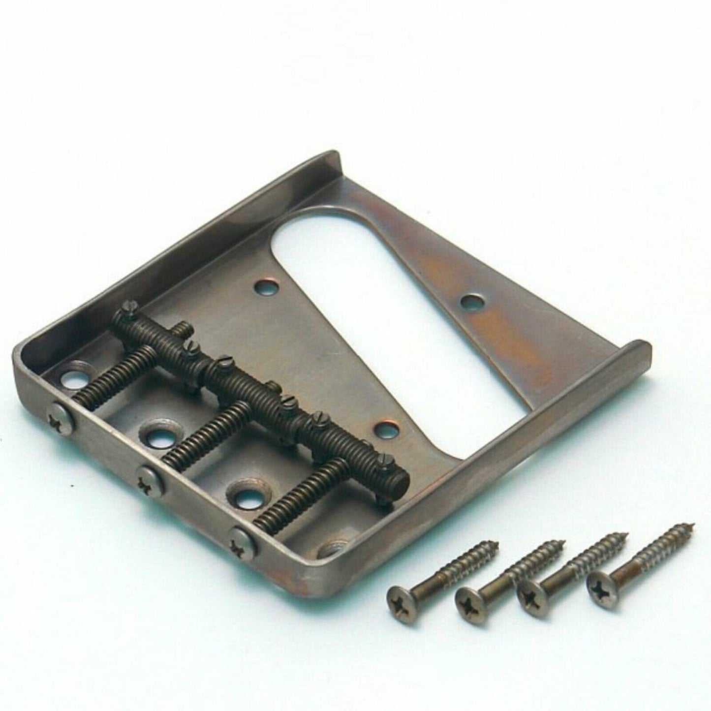 NEW Q-Parts Aged Collection Guitar Bridge for '58 Fender Tele, DISTRESSED NICKEL