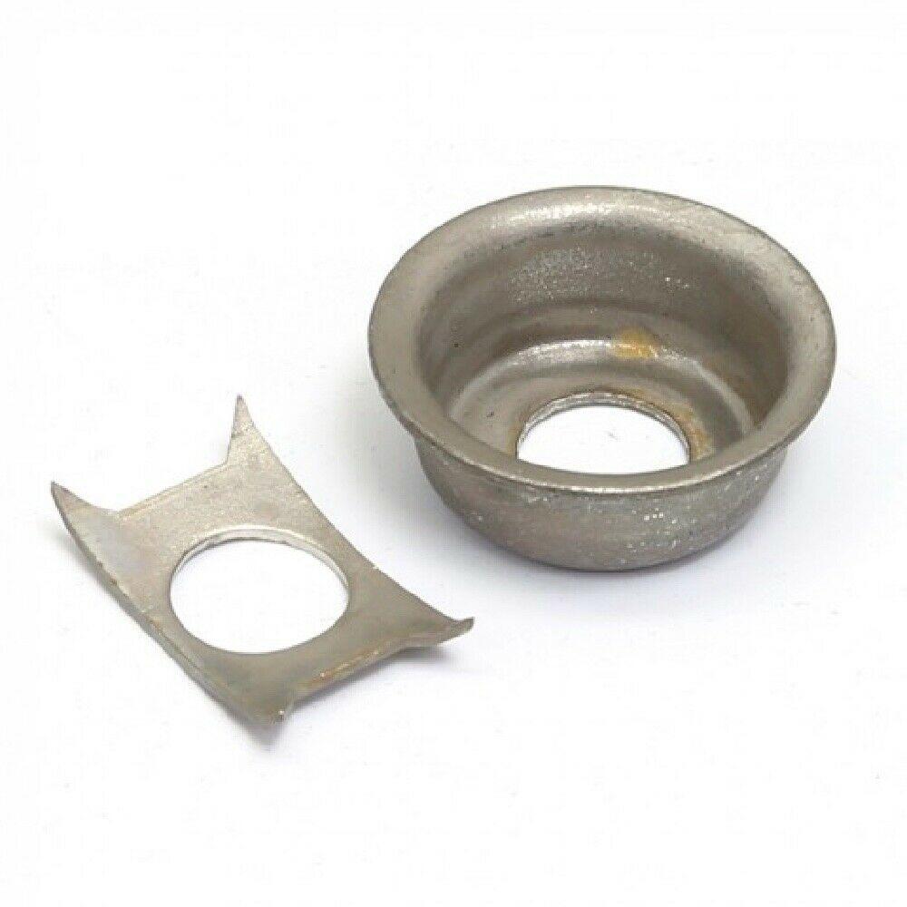 NEW Q-Parts Aged Collection Tele Cup Jack Plate, With Clip, DISTRESSED NICKEL