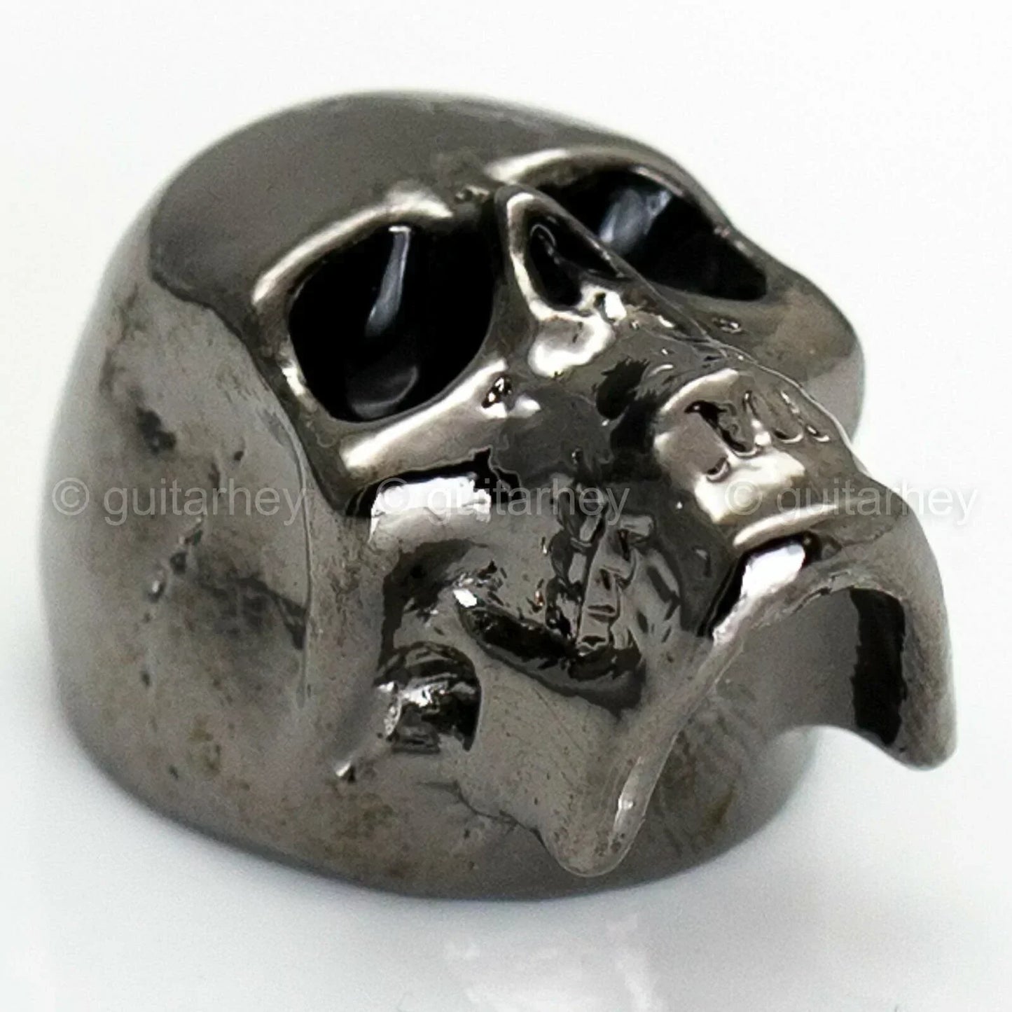 NEW (1) Q-Parts Guitar Knob JUMBO SKULL II - BLACK CHROME - KBJSII-0409