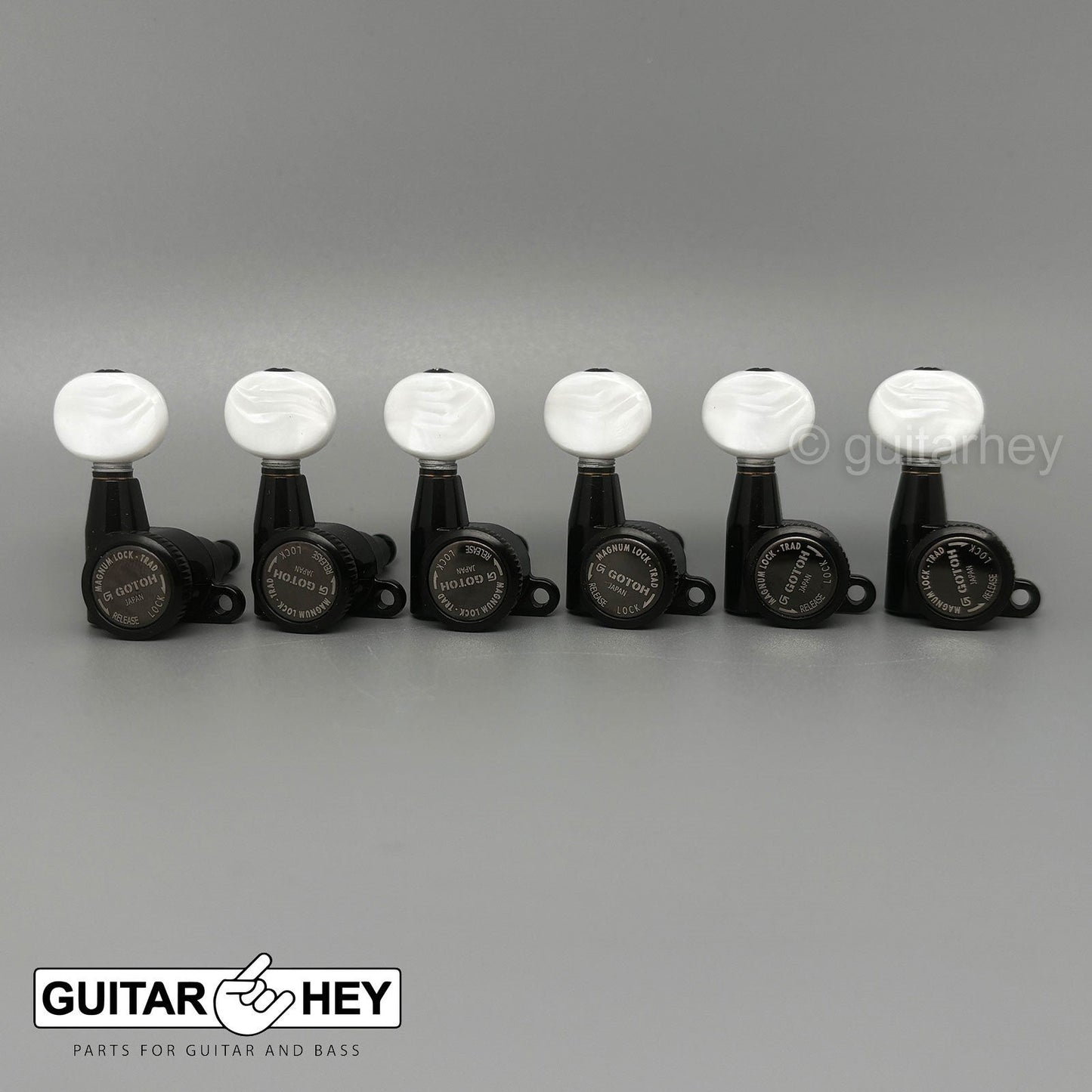 NEW Gotoh SG360-05P1 MGTB Locking Tuners Set 6 in line OVAL PEARL Buttons, BLACK