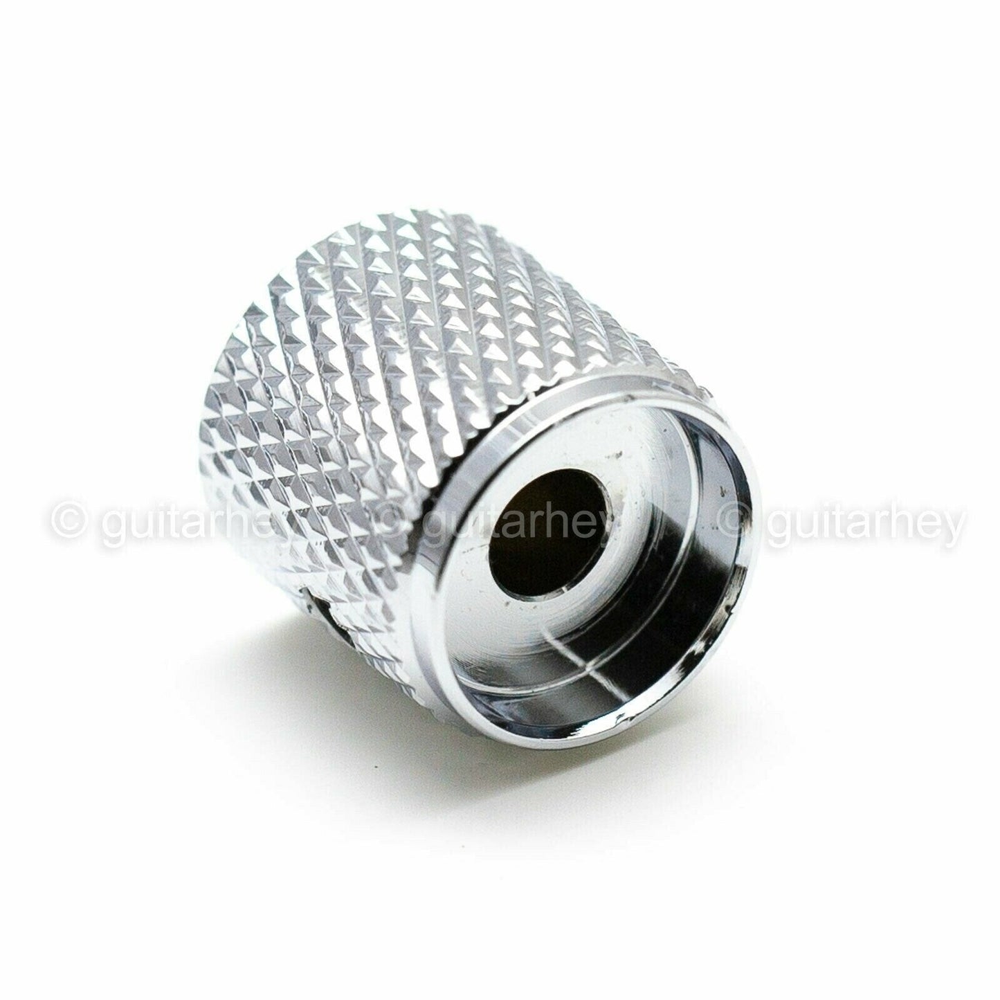 NEW (1) BRASS Flat Barrel Knobs w/ Set Screw for Guitar & Bass 6mm ID - CHROME