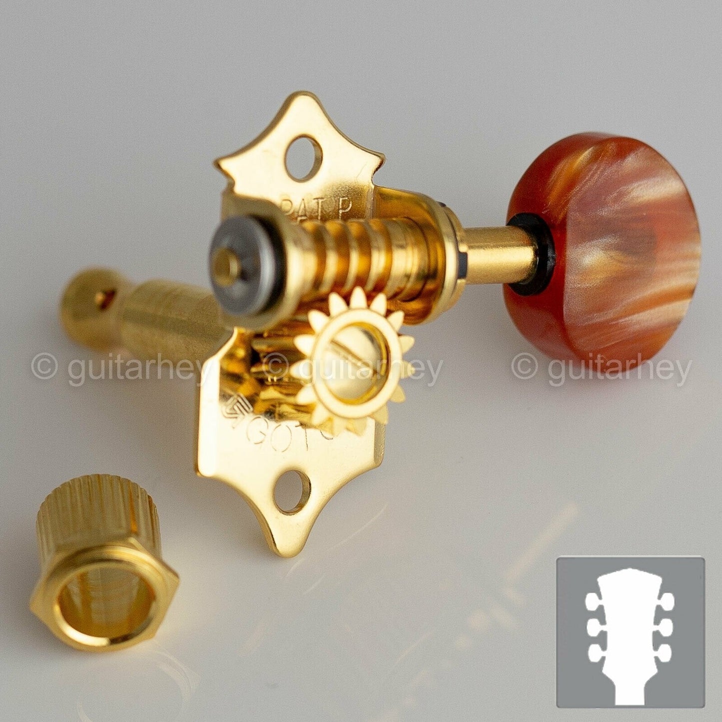 NEW Gotoh SE700-P5R OPEN-GEAR Tuning Keys L3+R3 w/ AMBER Buttons 3x3 - GOLD