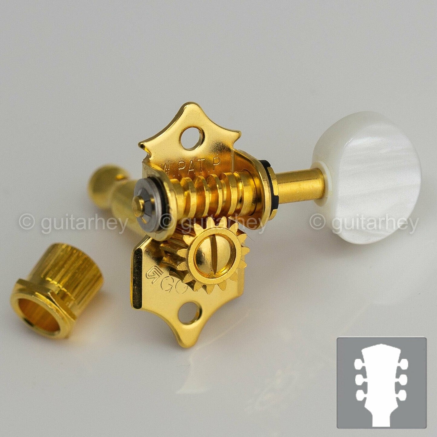 NEW Gotoh SE700-P5W OPEN-GEAR Tuning Keys L3+R3 w/ OVAL PEARL Buttons 3x3 - GOLD