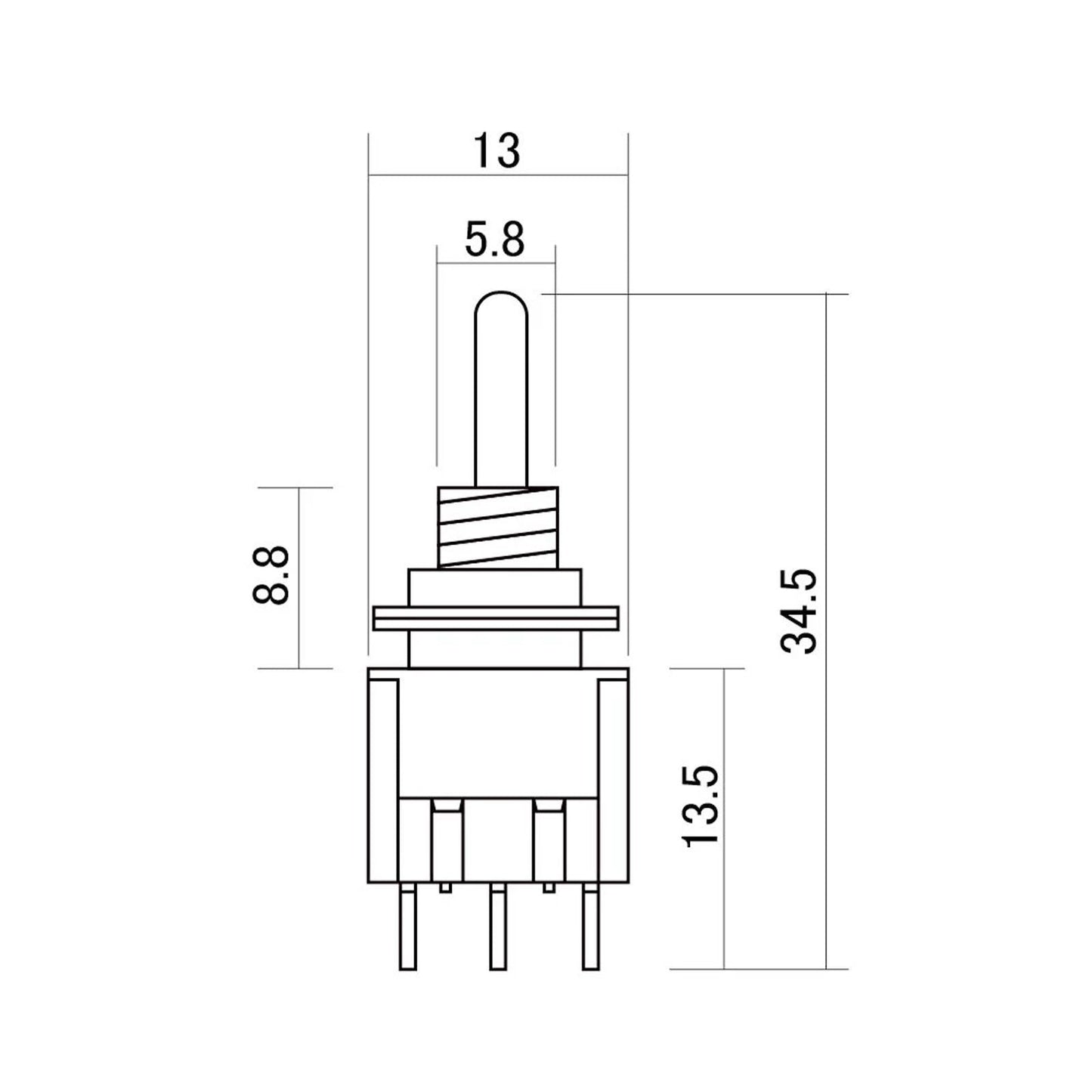 NEW Mini Toggle Switch ON-OFF-ON 3-way DPDT for Guitar/Bass, Japan Made - CHROME