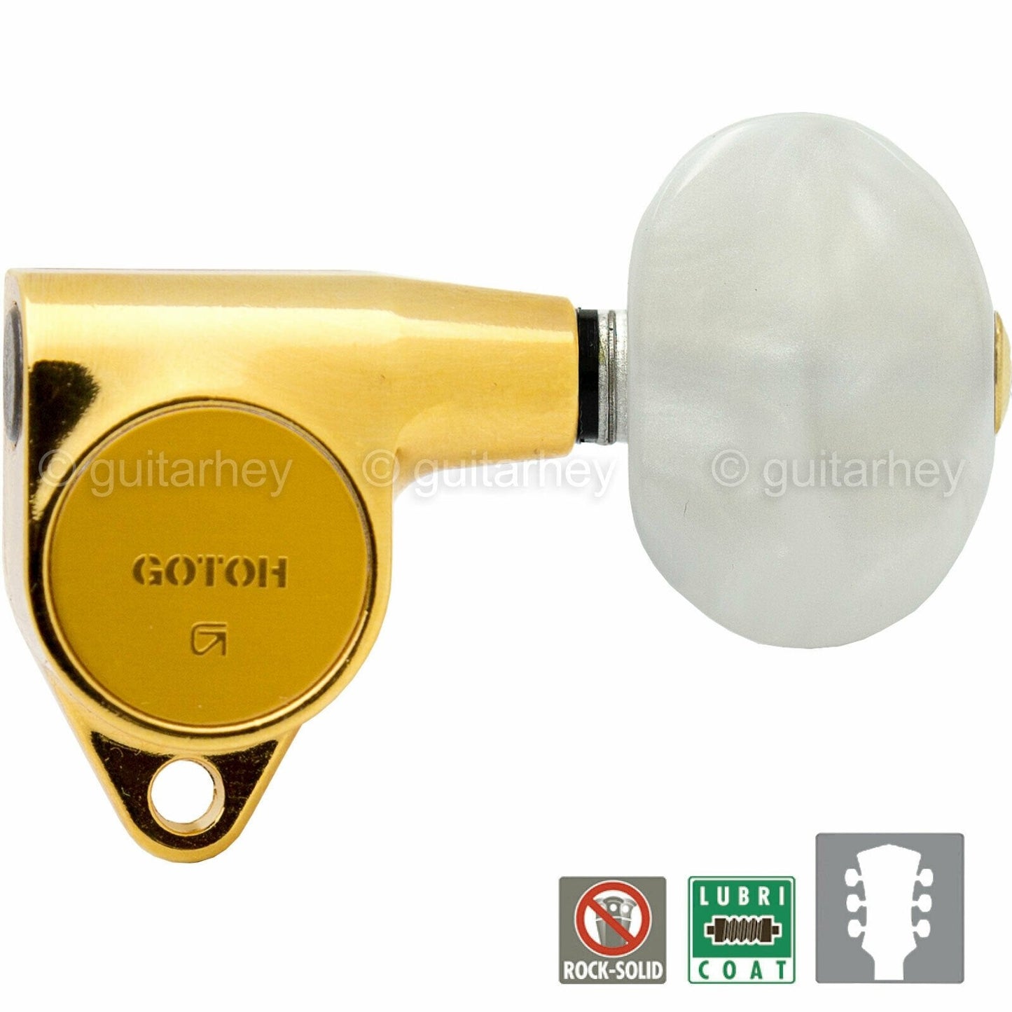 NEW Gotoh SG301-P1 Tuning Keys L3+R3 w/ Large PEARLOID Buttons Set 3x3 - GOLD