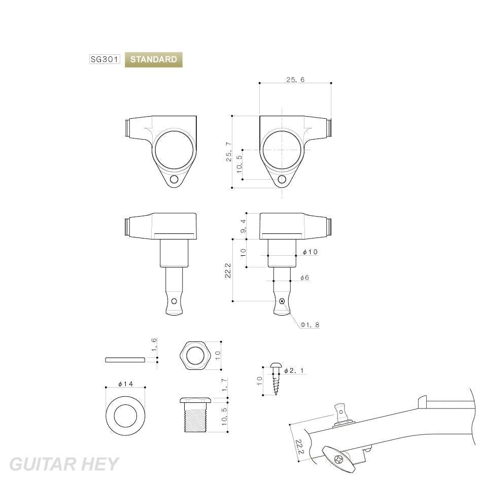 NEW Gotoh SG301-P2 Tuning Keys L3+R3 Large AMBER Buttons Set 3x3 - COSMO BLACK