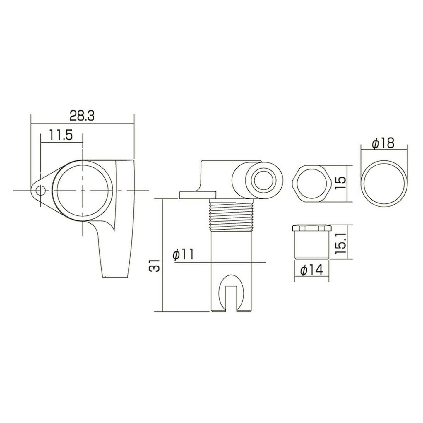 NEW Gotoh GB707 Bass Machine Heads 4-in-line Tuners TREBLE SIDE - COSMO BLACK