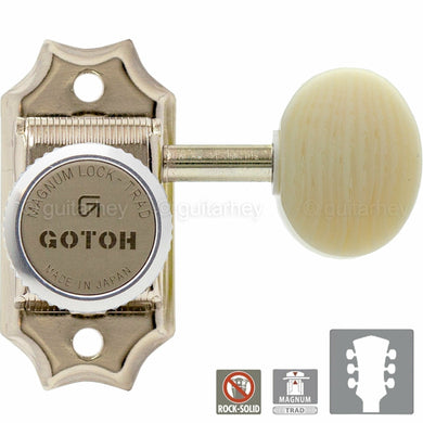 NEW Gotoh SD90-M5 MGT MAGNUM LOCKING Tuners L3+R3 OVAL IVORY Buttons 3x3, NICKEL