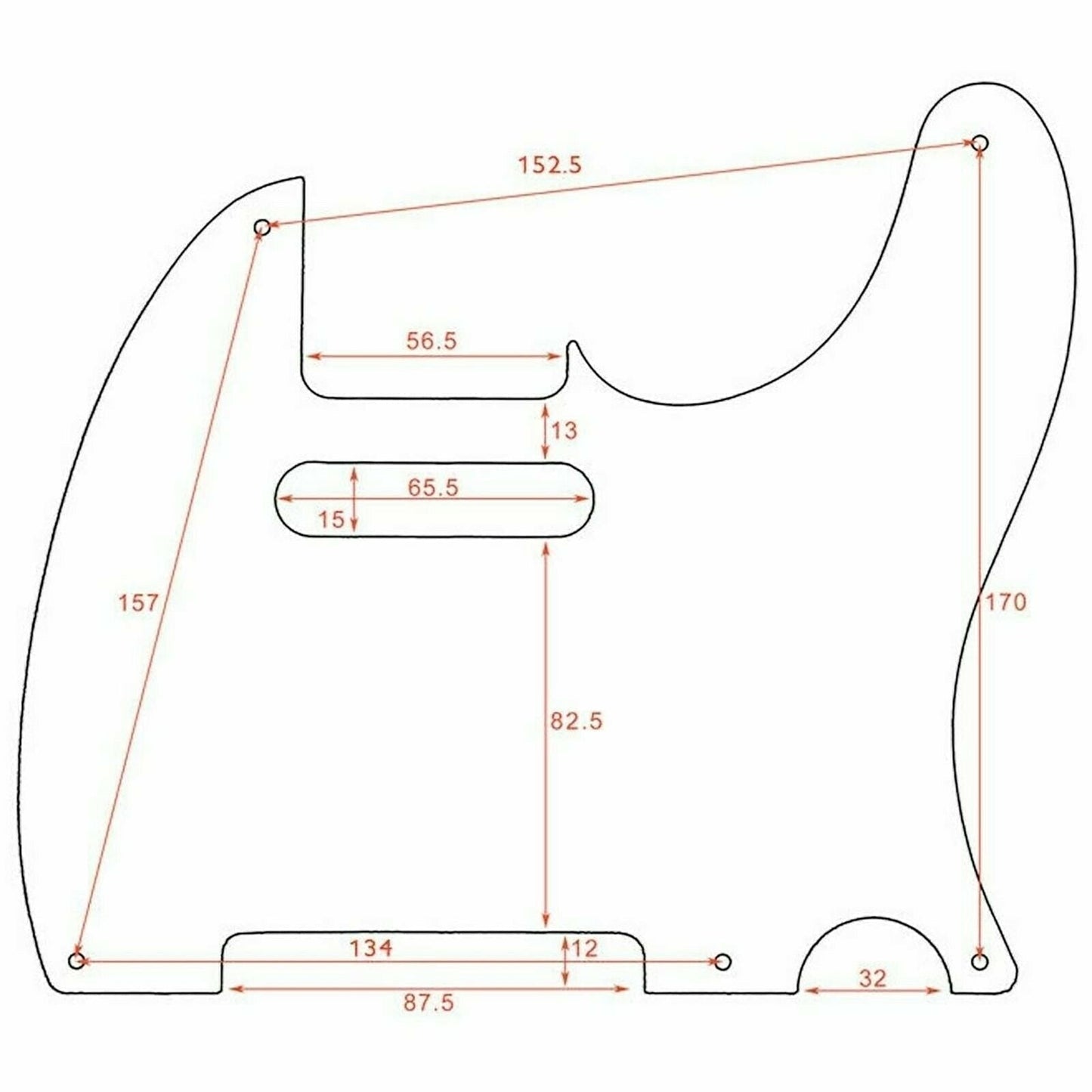 NEW Non-Beveled 1-Ply 5 Holes Pickguard For Fender Telecaster/Tele .080" - WHITE