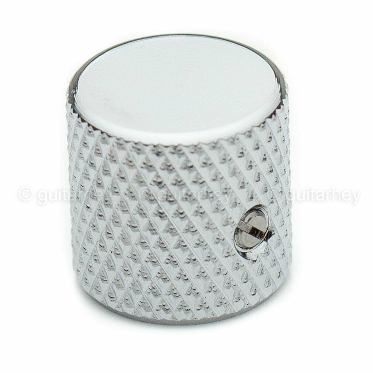 NEW (1) Chrome Brass Flat Barrel Knobs w/ Set Screw for Telecaster, Bass 6mm ID