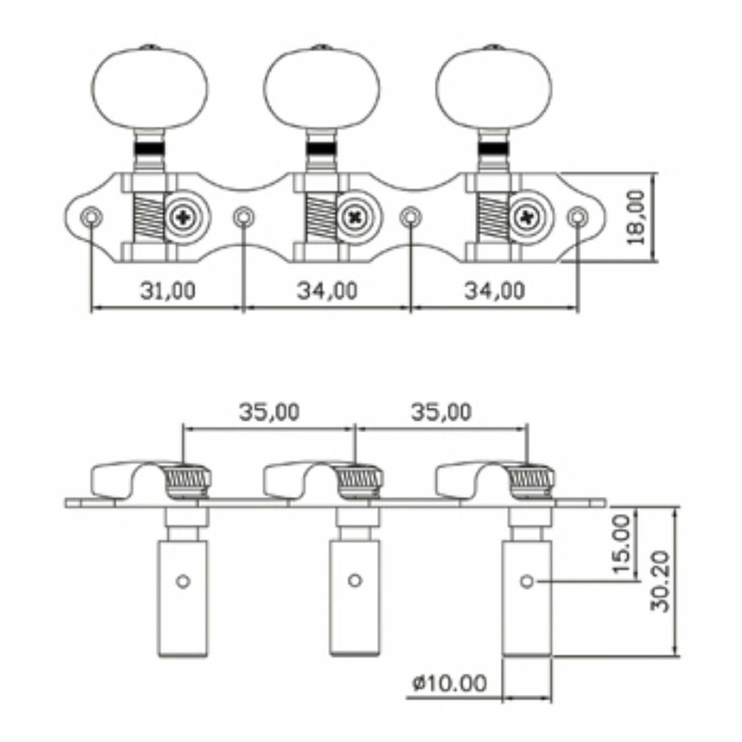 NEW Grover 306N Deluxe Classic Machine Heads, Classical Style Guitar NICKEL