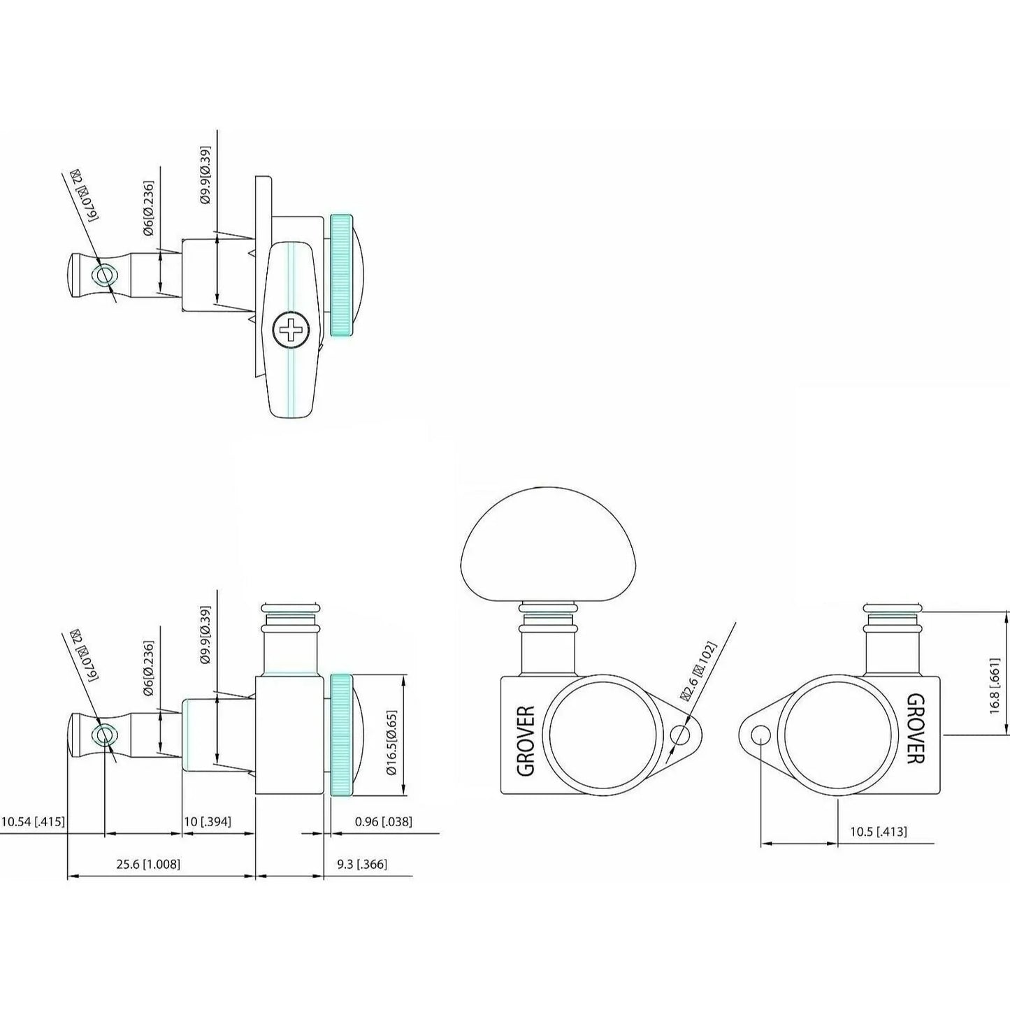 NEW Grover 502CK LOCKING Tuners 3x3 for Modern Gibson Les Paul SG - CHROME
