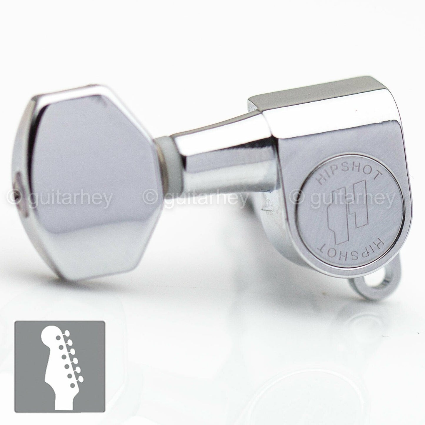 NEW Hipshot Classic Mini M6 Style Tuners 6 in line STAGGERED LEFT-HANDED, CHROME
