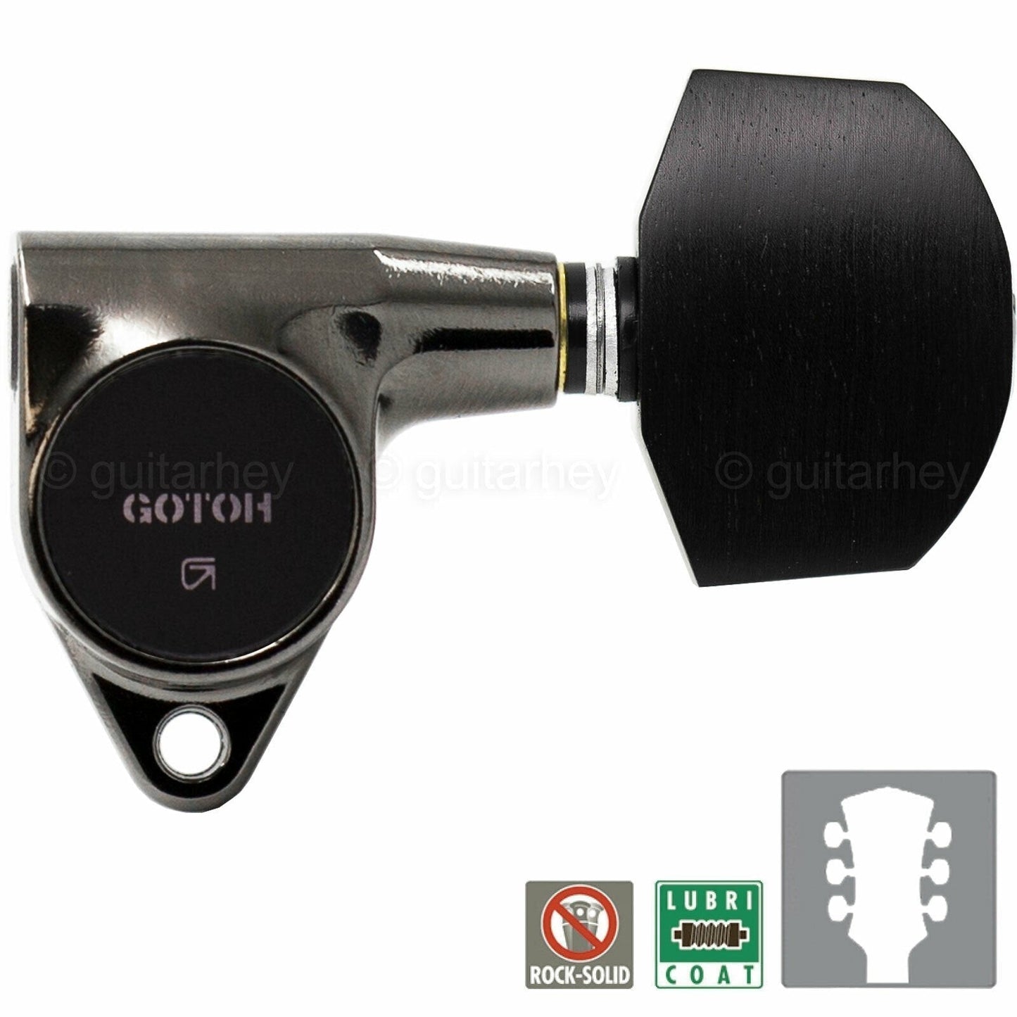 NEW Gotoh SG301-EN01 L3+R3 Tuning Keys w/ Large EBONY Buttons 3x3 - COSMO BLACK