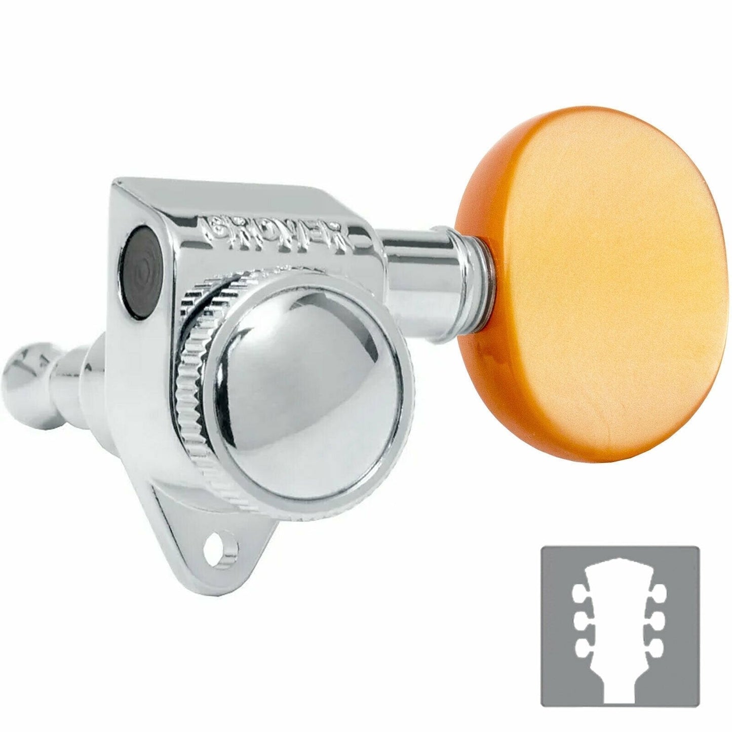 NEW Grover 502 LOCKING Tuners 3x3 Modern Gibson Les Paul AMBER Buttons CHROME