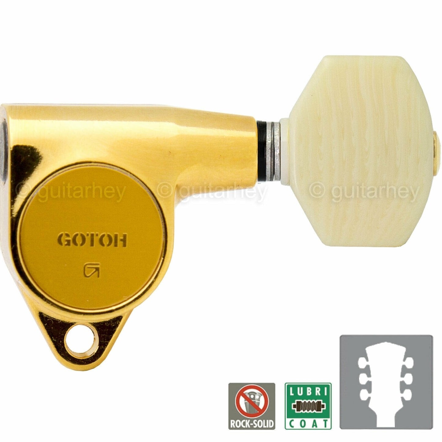 NEW Gotoh SG301-M07 L3+R3 Tuning Keys w/ Small IVORY Buttons Set 3x3 - GOLD