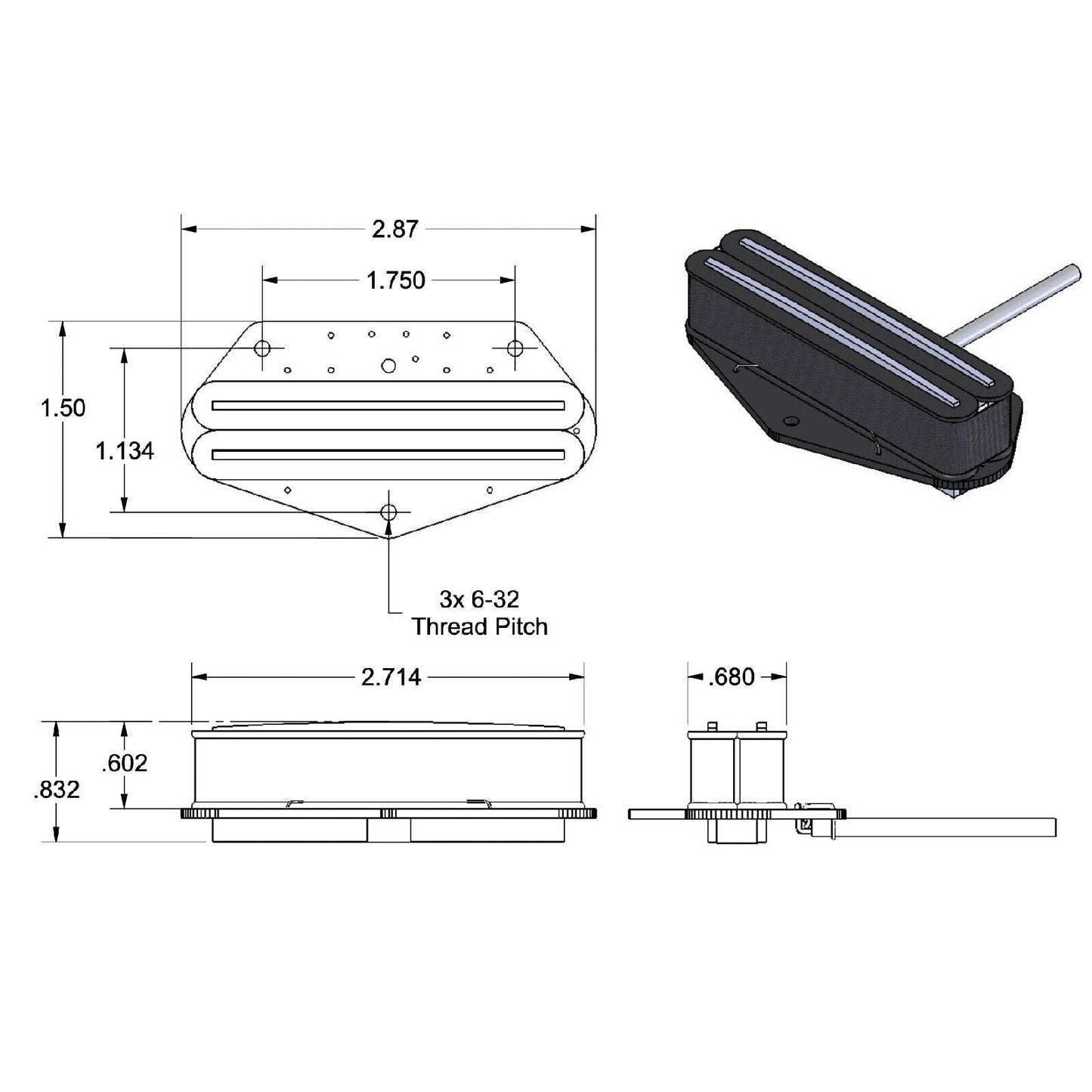 NEW Seymour Duncan STHR-1b Hot Rails Lead for Tele Guitar Pickup - BLACK