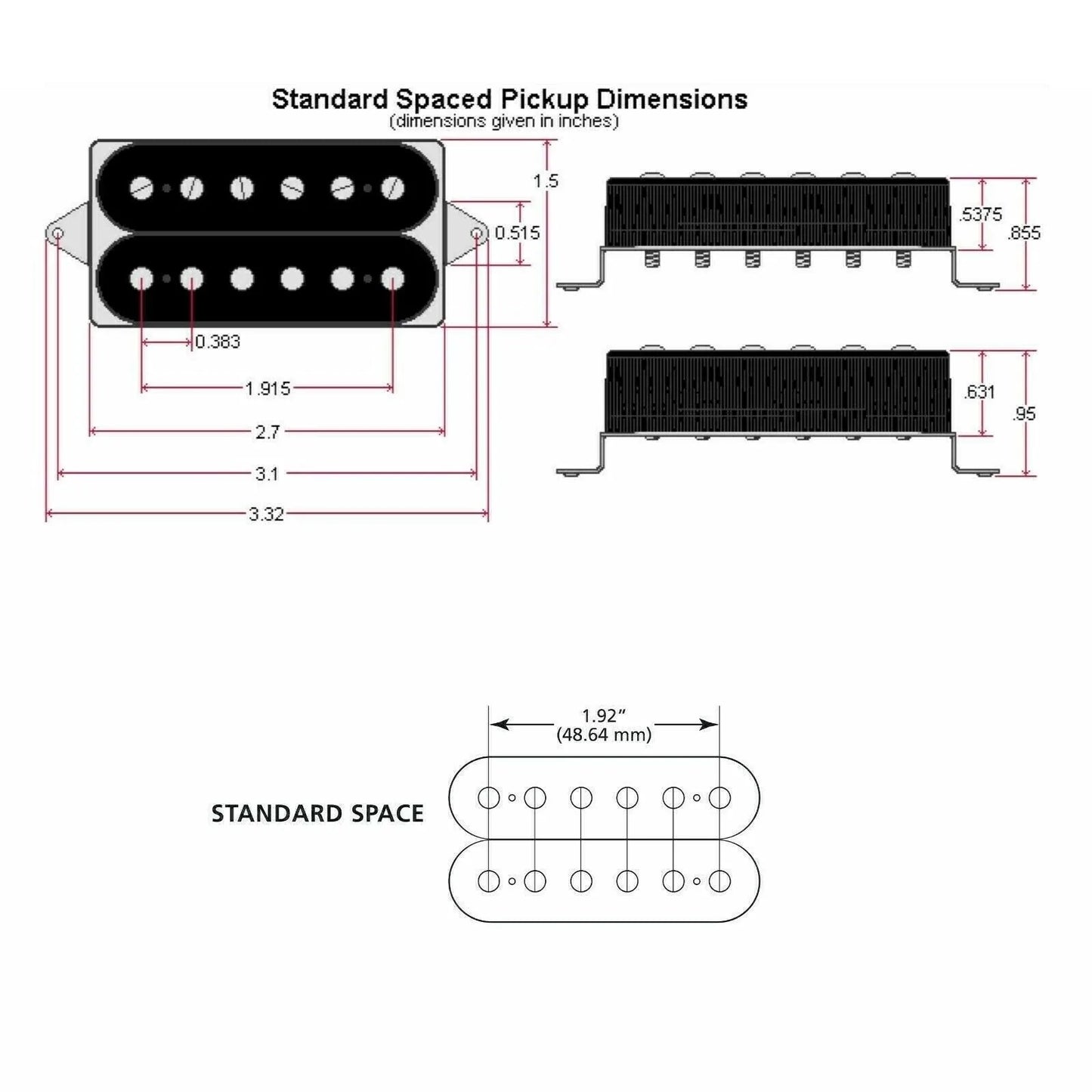 NEW DiMarzio DP160 Norton Guitar Humbucker Standard Spaced - BLACK