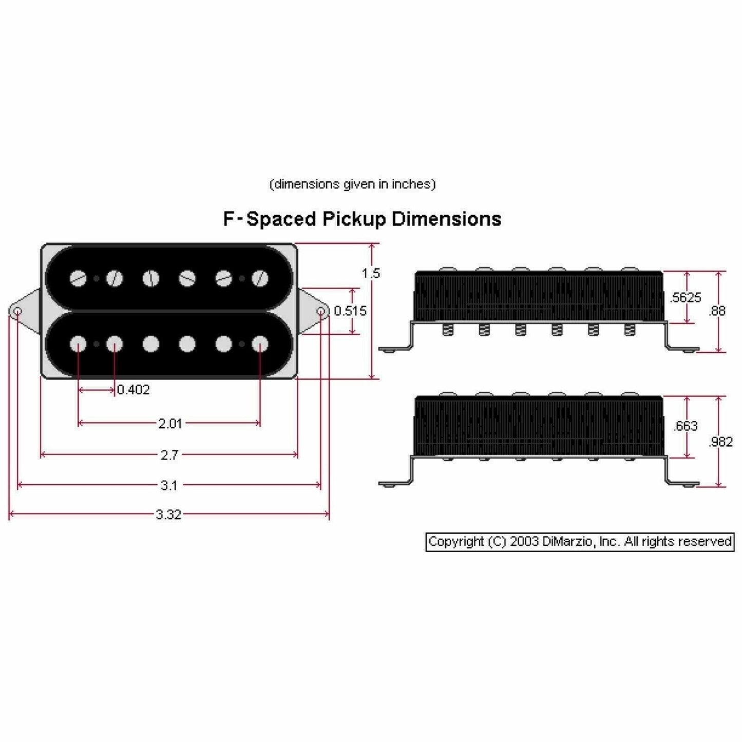 NEW DiMarzio DP151 PAF Pro Guitar Humbucker F-Spaced - BLACK