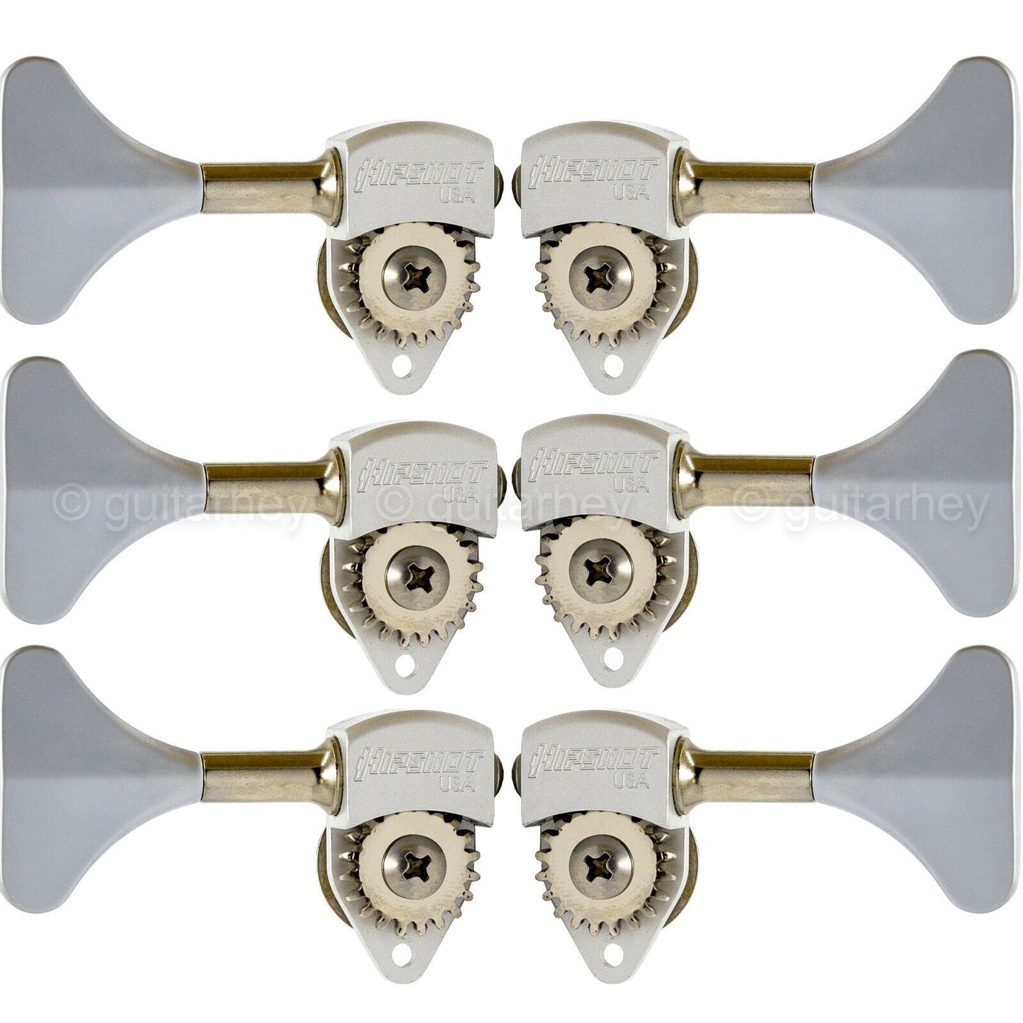 NEW Hipshot USA HB6 1/2" Ultralite® Bass Tuning Y Key L3+R3 Set - SATIN CHROME