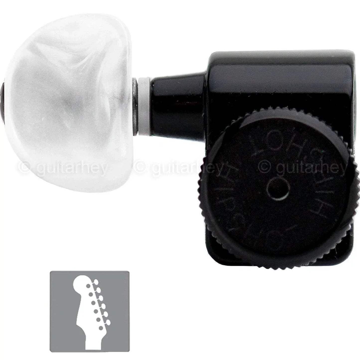 NEW Hipshot STAGGERED PEARL MOON Kit Fender® Directrofit™ LOCKING LEFTY - BLACK