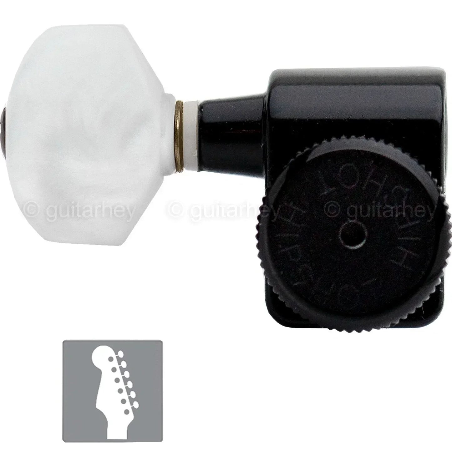 NEW Hipshot STAGGERED HEX PEARL Kit Fender® Directrofit™ LOCKING LEFTY - BLACK