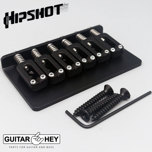 NEW Hipshot 6 String Hardtail Fixed Bridge .446 Spacing Stainless Steel - BLACK