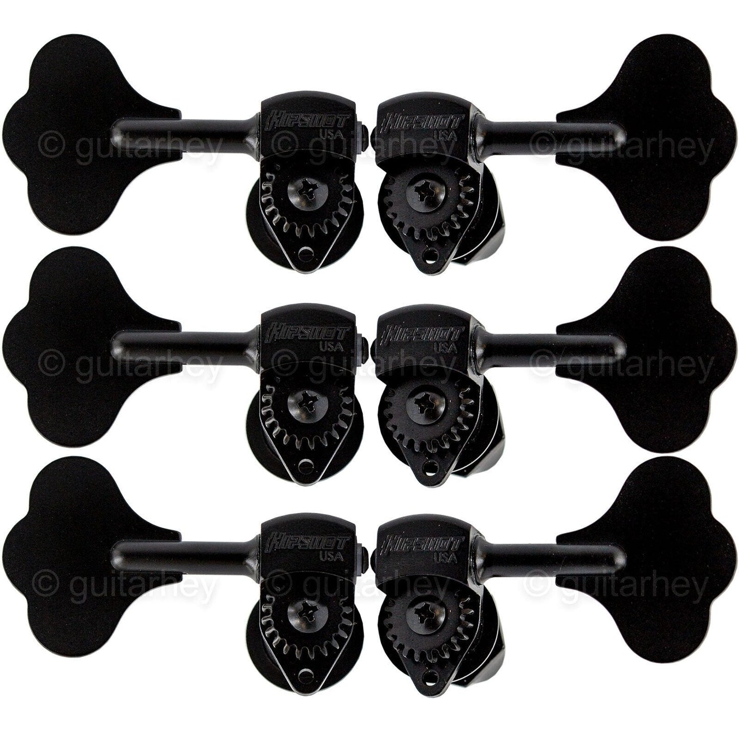 NEW Hipshot USA HB6 1/2" Ultralite® Bass Tuning Machine L3+R3 Clover Key - BLACK