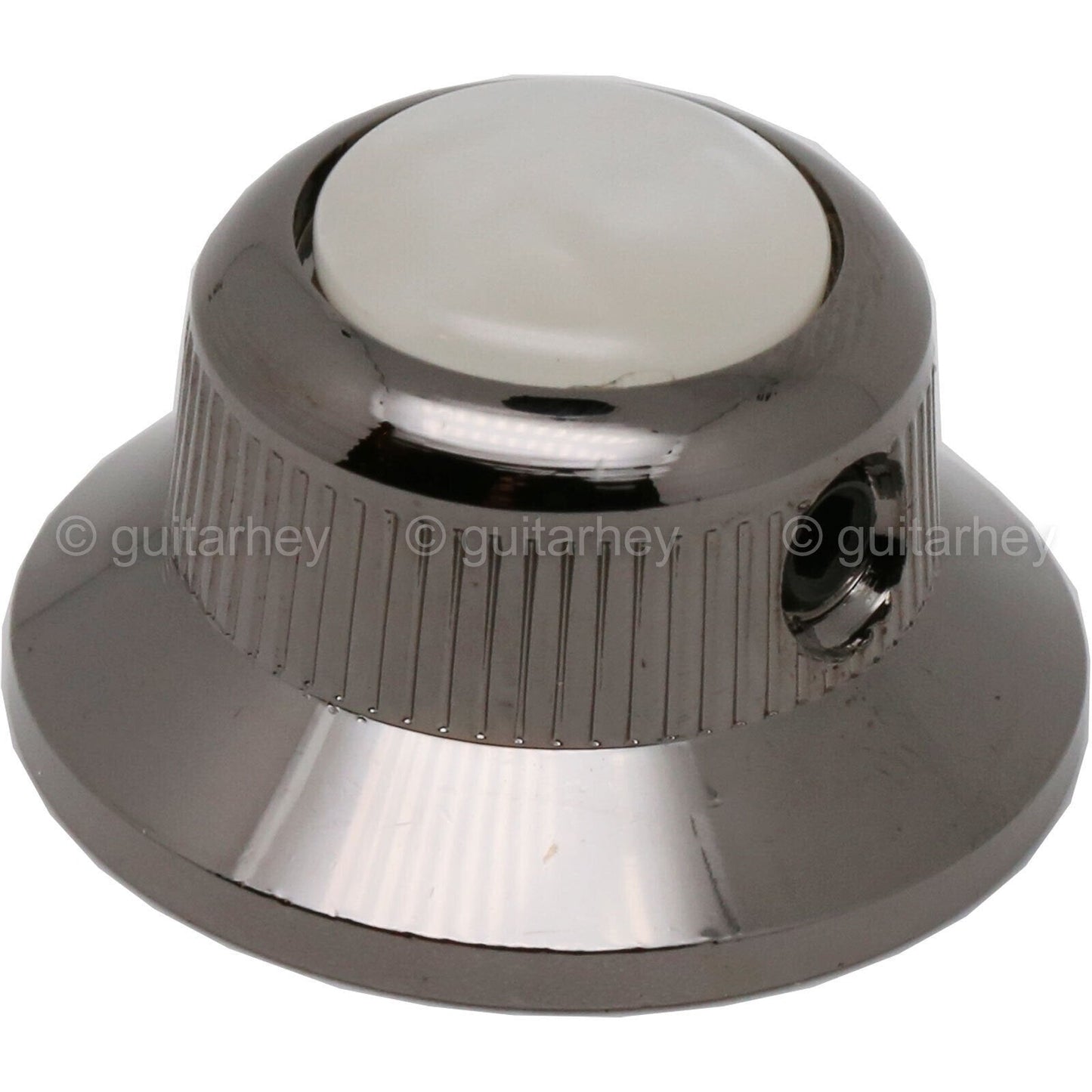 NEW (1) Q-Parts UFO Guitar Knob KBU-0751 Acrylic White Pearl on Top COSMO BLACK